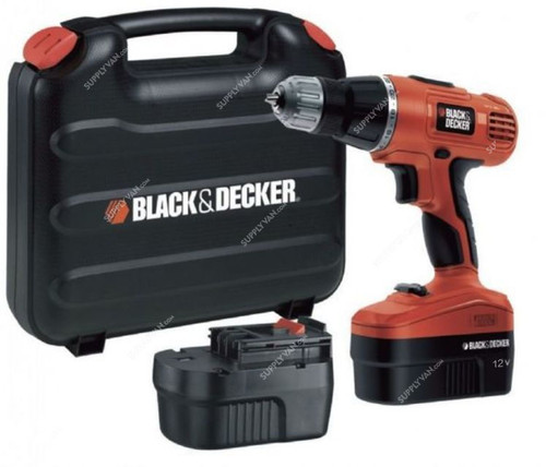 Black and Decker 2-Gear Cordless Hammer Drill, EPC128BK-GB, 12V
