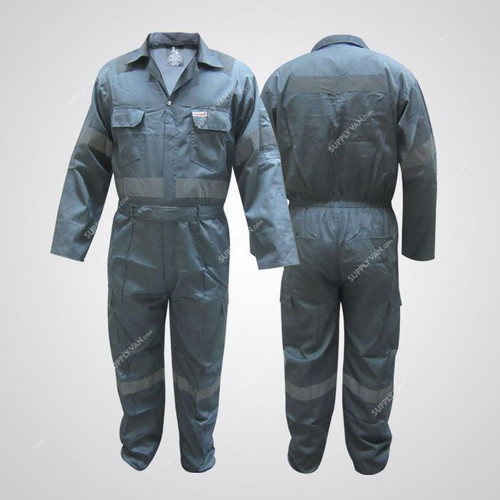 Prime Captain Twill Cotton Coverall With Reflective Tape, R989, 5XL, Grey