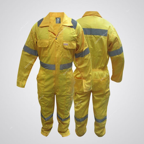 Prime Captain Twill Cotton Coverall With Reflective Tape, R989, L, Yellow
