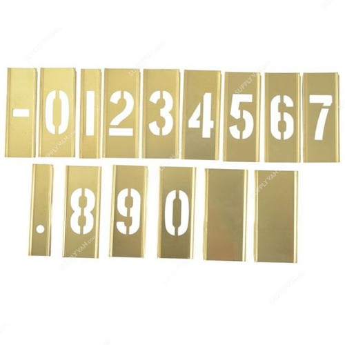 Clip On Stencil Set, 10009, Numbers, 1-1/2 Inch, Brass, 15 Pcs/Set