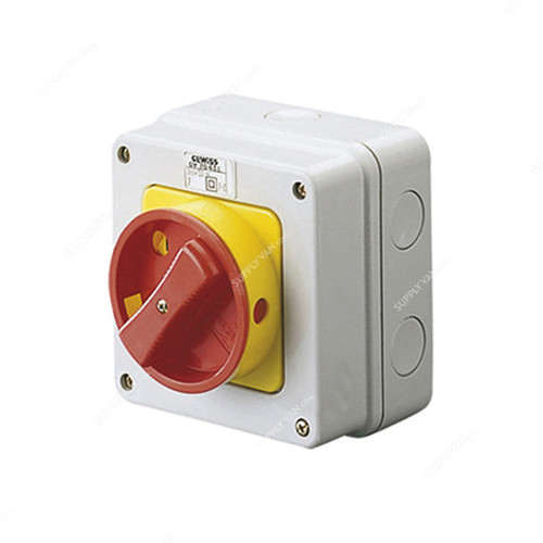 Gewiss Rotary Isolator Switch, GW70436, IP65, 32A, 4P, 114x114x71.5MM