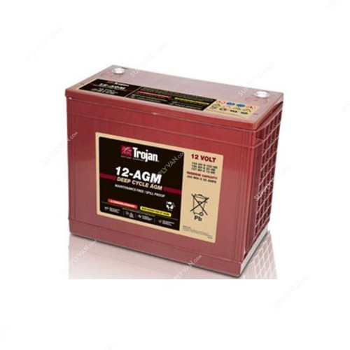 Trojan Sealed AGM Battery, 12-AGM, 12V, 140Ah/20Hr