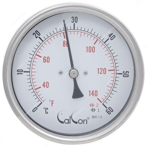 Calcon Bi-Metal Temperature Gauge, CCTB18D, 100x100MM, 1/2 Inch, NPT, 0-60 Deg. C