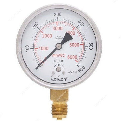 Calcon Capsule Pressure Gauge, CC98A, 100MM, 1/2 Inch, BSP, 0-600 Mbar