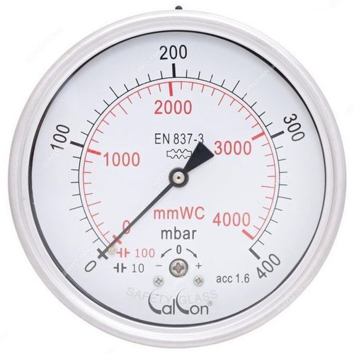 Calcon Capsule Pressure Gauge, CC98D, 100MM, 1/2 Inch, BSP, 0-400 Mbar