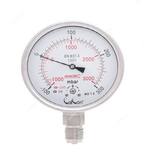 Calcon Capsule Pressure Gauge, CC918A, 100MM, 1/2 Inch, BSP, 100-300 Mbar
