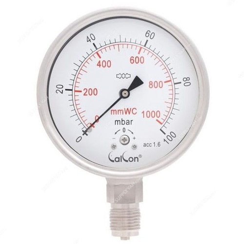 Calcon Capsule Pressure Gauge, CC918A, 100MM, 1/2 Inch, BSP, 0-100 Mbar