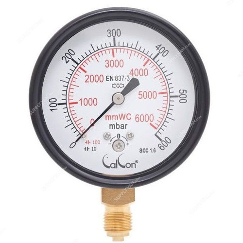 Calcon Capsule Pressure Gauge, CC9A, 63MM, 1/4 Inch, BSP, 0-600 Mbar