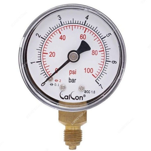 Calcon Pressure Gauge, CC10A, 50MM, 1/8 Inch, BSP, 0-7 Bar