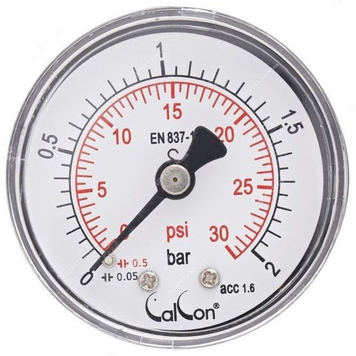 Calcon Pressure Gauge, CC10D, 50MM, 1/8 Inch, BSP, 0-2 Bar