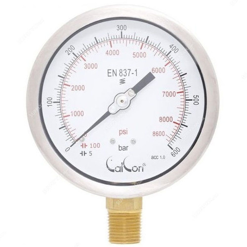 Calcon Pressure Gauge, CC10C, 100MM, 1/2 Inch, NPT, 0-600 Bar