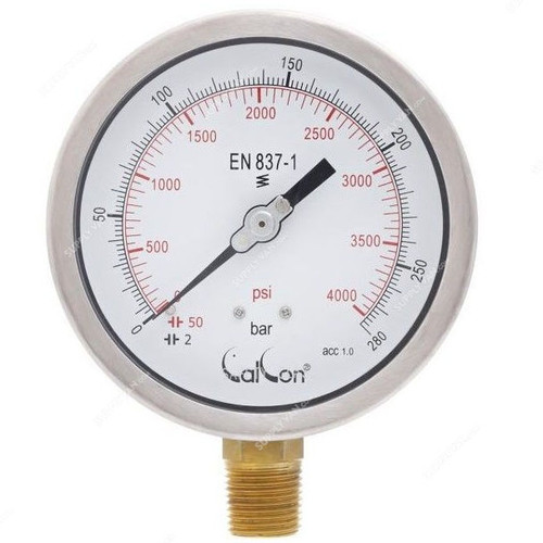 Calcon Pressure Gauge, CC10C, 100MM, 1/2 Inch, NPT, 0-280 Bar