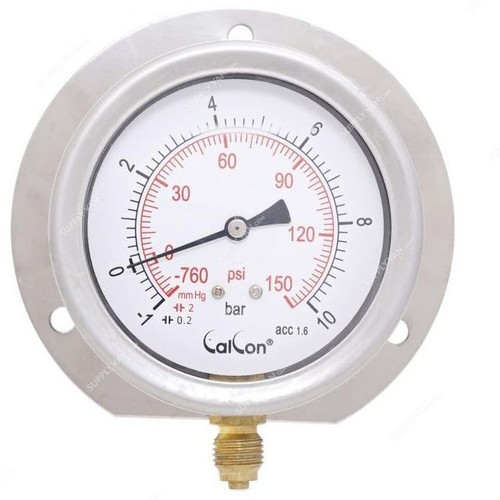 Calcon Pressure Gauge, CC10C, 80MM, 1/4 Inch, BSP, -1-10 Bar