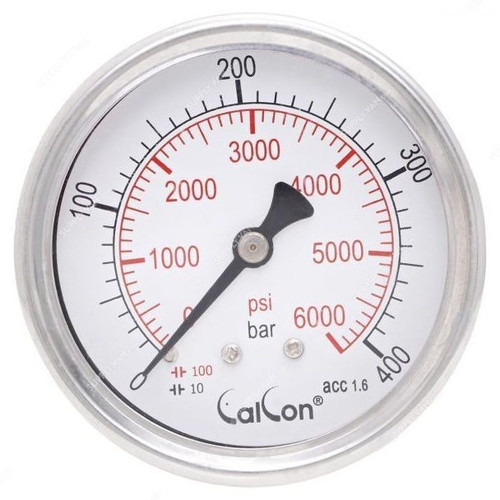 Calcon Pressure Gauge, CC10D, 63MM, 1/4 Inch, NPT, 0-400 Bar