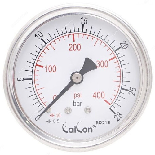 Calcon Pressure Gauge, CC10D, 63MM, 1/4 Inch, NPT, 0-28 Bar