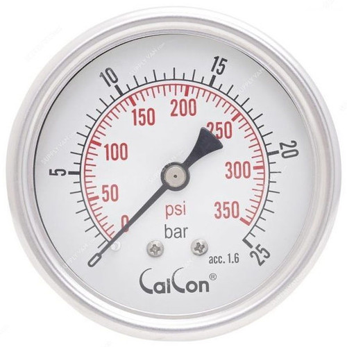 Calcon Pressure Gauge, CC10D, 63MM, 1/4 Inch, NPT, 0-25 Bar