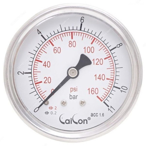 Calcon Pressure Gauge, CC10D, 63MM, 1/4 Inch, NPT, 0-11 Bar