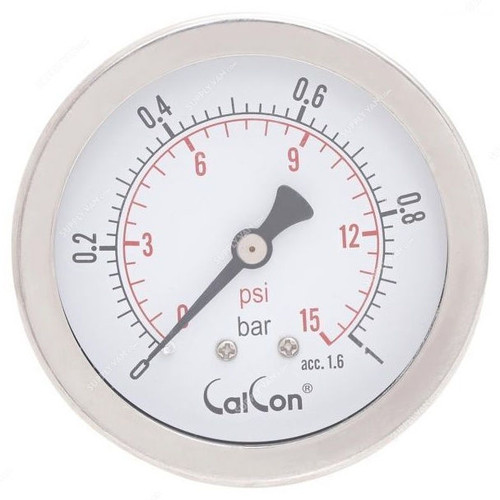 Calcon Pressure Gauge, CC10D, 63MM, 1/4 Inch, NPT, 0-1 Bar