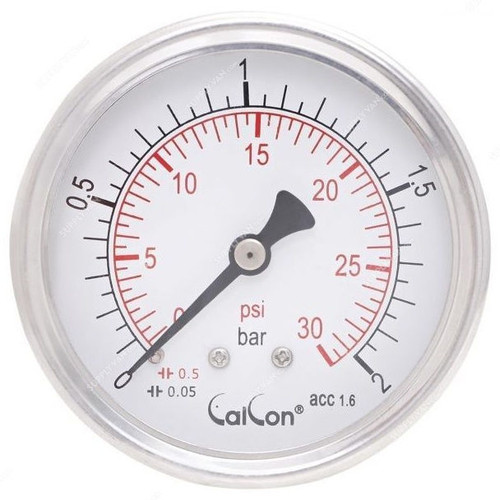Calcon Pressure Gauge, CC10D, 63MM, 1/4 Inch, NPT, 0-2 Bar