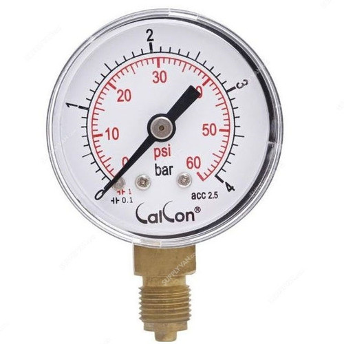 Calcon Pressure Gauge, CC121A, 40MM, 1/8 Inch, BSP, 0-4 Bar