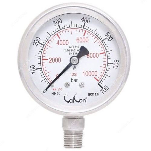 Calcon Pressure Gauge, CC18A, 63MM, 1/4 Inch, NPT, 0-700 Bar