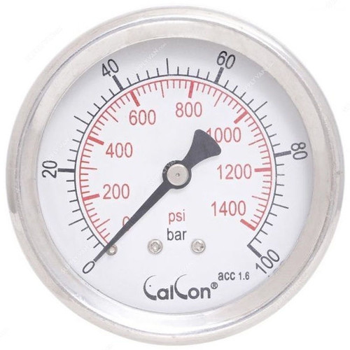 Calcon Pressure Gauge, CC18D, 63MM, 1/4 Inch, NPT, 0-100 Bar