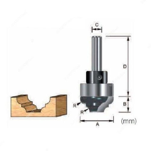 Makita Cove and Bead Router Bit, D-12566, 35x14.28MM