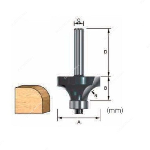 Makita Round Over Router Bit, D-12631, 25.4x11.11MM