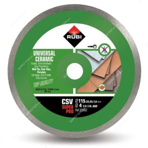 Rubi Continuous Ceramic Tile Diamond Blade, 030882, 115MM