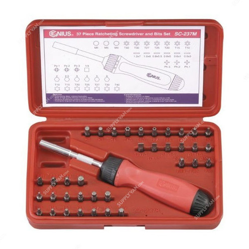 Genius Ratcheting Screwdriver And Bit Set, SC-237M, 37PCS