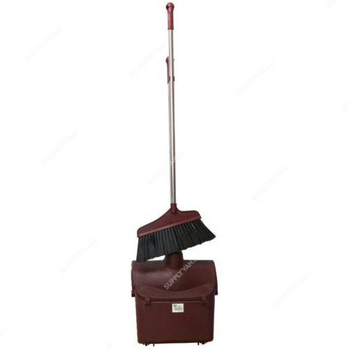 Moonlight Long Handle Dust Pan With Broom, 55135, 78CM, Maroon