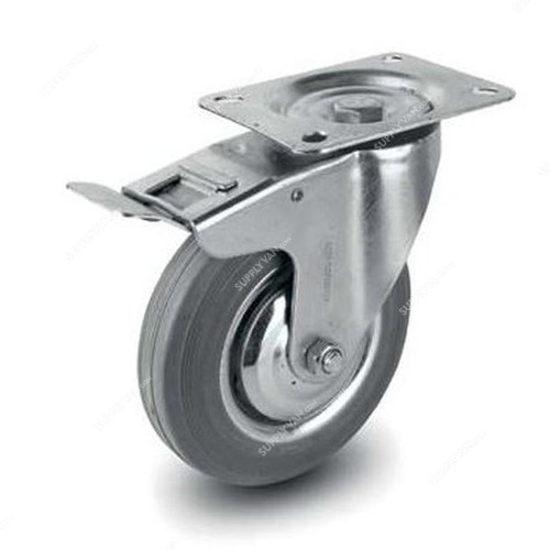 Brake Plate Caster, 006125, Medium Duty, 12.5CM, 100Kg