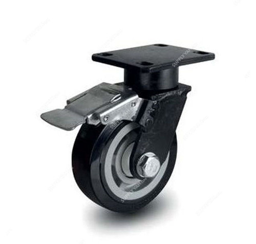 Brake Plate Caster, 5-423P400, Heavy Duty, 12.5CM, 900Kg