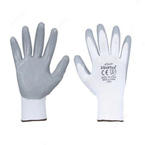 Vaultex Nitrile Coated Gloves, TSO, Size10, Grey, 12 Pcs/Pack