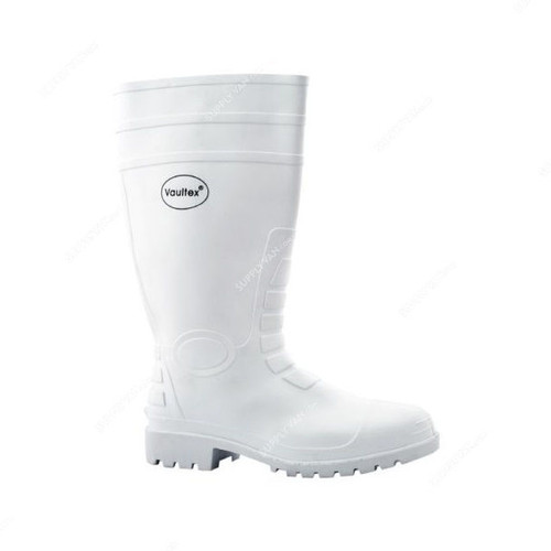 Vaultex Steel Toe Gumboots, RBW, Size38, White, Mid Calf