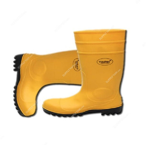 Vaultex Steel Toe Gumboots, RBY, Size44, Yellow, Mid Calf