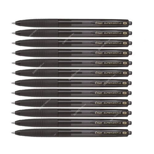 Pilot Retractable Ballpoint Pen, BPGG-8RM-B, Super Grip G, 1MM, Black, PK12