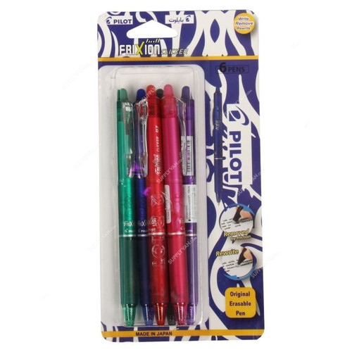 Pilot Erasable Roller Pen , BLRT-FR7-BT6, Frixion Clicker, 0.7MM, PK6