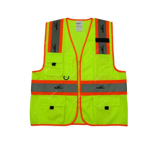 Vaultex Reflective Vest With 4 Pockets, JMA, 3XL, Yellow