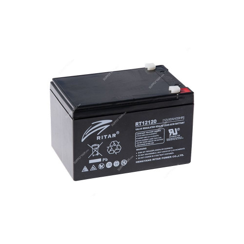 Ritar Sealed Lead Acid Battery, RT12120A, 12V, 12Ah