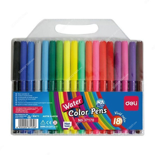 Deli Washable Felt Pen, E37170, Multicolor, 12PCS