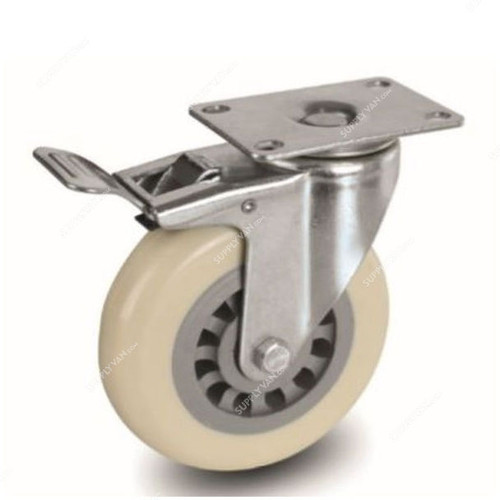 NSF Germany Brake Plate Caster, 32075, Medium Duty, 7.5CM, 80KG