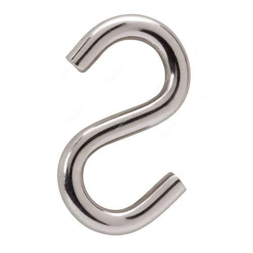 S Hook, Metal, 2-1/2 Inch, Silver