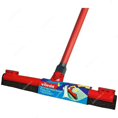 Vileda Easy Fix Floor Wiper With Stick, VLFC1000234A, Foam, 42CM, Red and Black