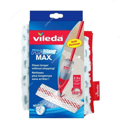 Vileda Flat Floor Spray Mop Refill, VLFC152996, Promist Max, Red
