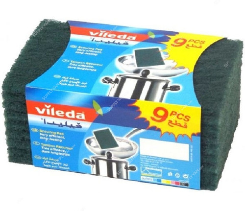 Vileda Handy Dish Washing Scouring Pad, VLSC115290, Foam, Green, PK9
