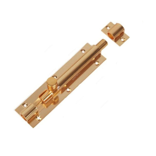 Door Tower Bolt, 2MM x 1/4 Inch, Metal, Gold