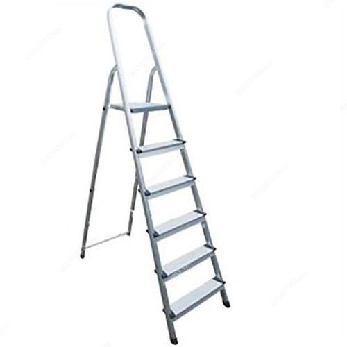 Robustline 6 Steps Ladder, 57.2 x 46.6 x 8.6CM, Steel, Silver