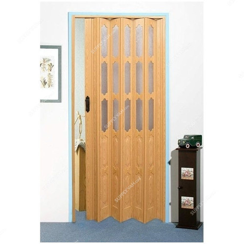 Folding Door Sliding With Glass, 100 x 210CM, Light Oak