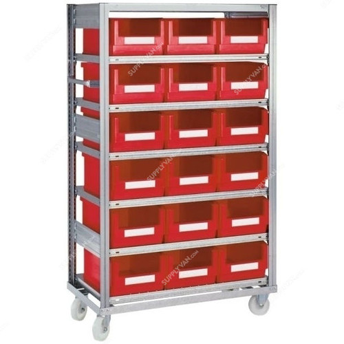 Bito Bin Trolley W/ 18 Storage Bins, 10-15721, 1850 x 1058MM, Red